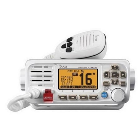 Icom White Marine Compact Vhf Fixed Mount With Built-In Gps Receiver And Supplied Gps Antennam330G White ICOM330G/WHITE